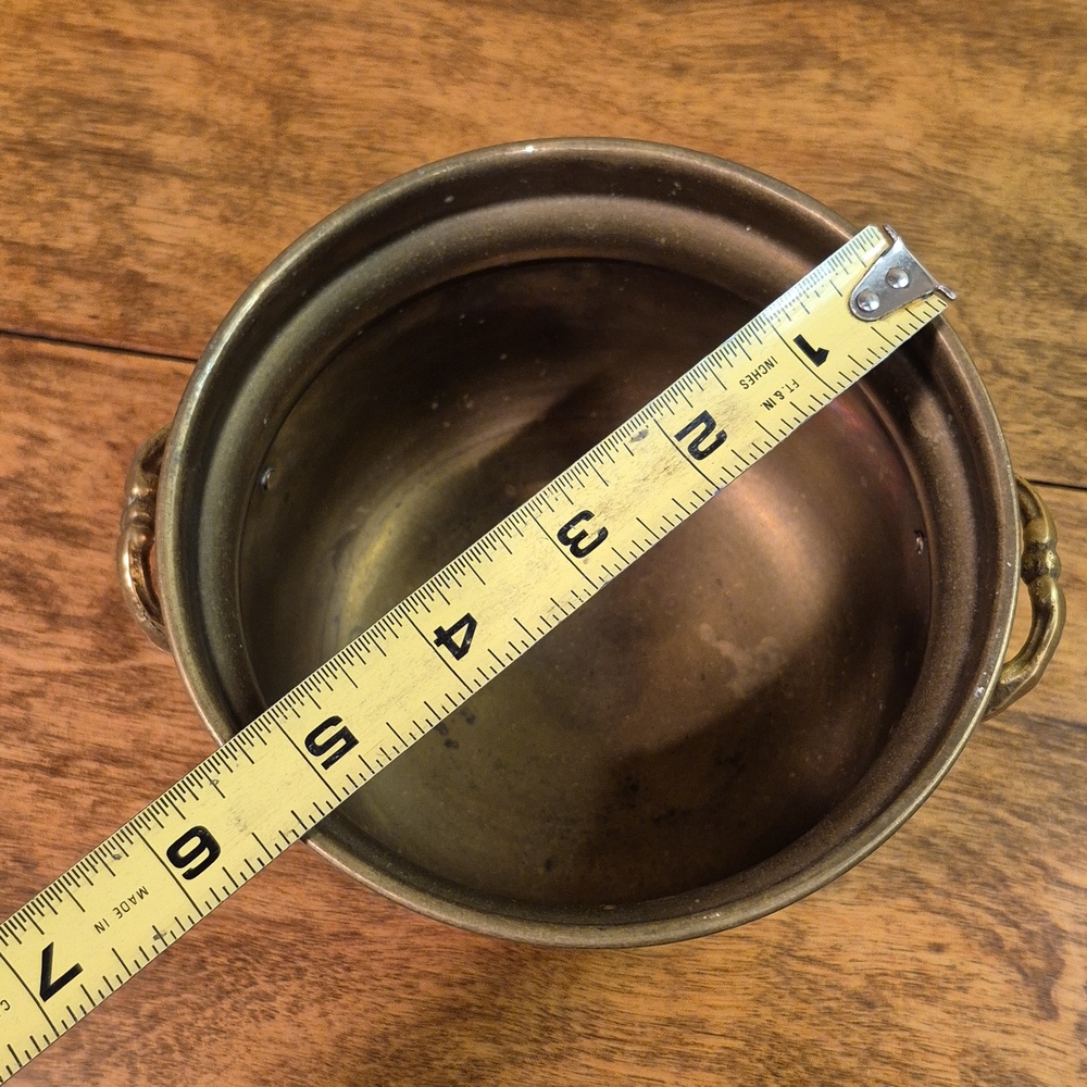 VINTAGE French Country Style Brass Footed Planter Pot with Handles - Picture 14 of 16